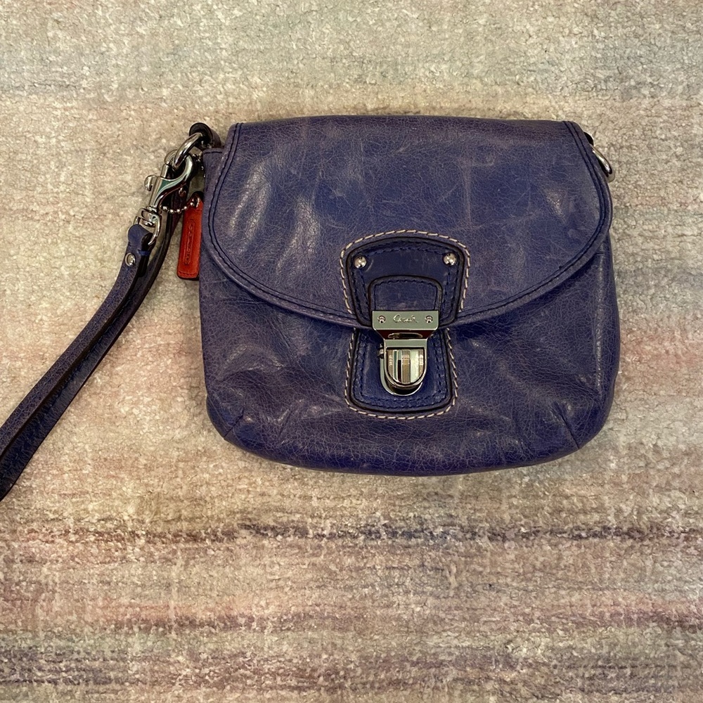 Coach Wristlet Blue Leather Purse